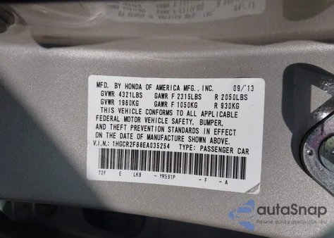 2014 Honda Accord Ex-L from USA, damaged, VIN 1HGCR2F88EA035254